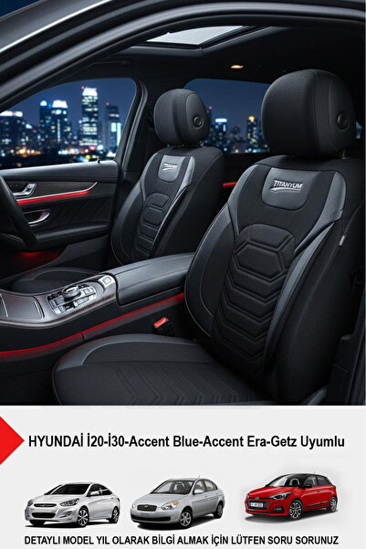 GM-DESIGN غطاء مقعد السيارة الفاخر من سلسلة التيتانيوم - (متوافق مع هيونداي I...