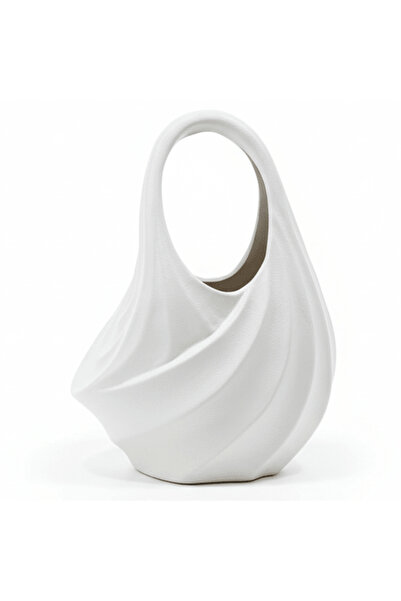 AKDC Handbag-Inspired Ceramic Decorative Vase – Elegant White Fashionable Scu...