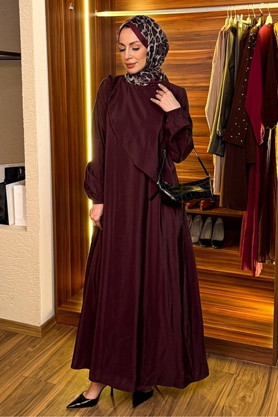 Bestenur Sarev Tesettür Elbise 1694 - Bordo