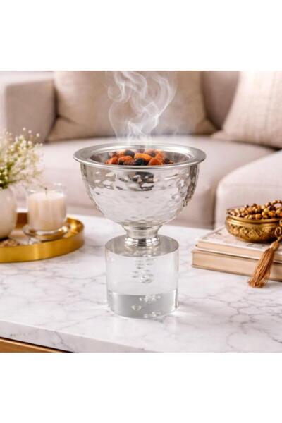 Generic Luxury Steel Incense Burner with Transparent Base
