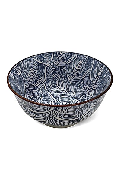 AKDC Ceramic Large Soup Bowl 16×7.5 cm – Classic White with Blue Flower Pattern