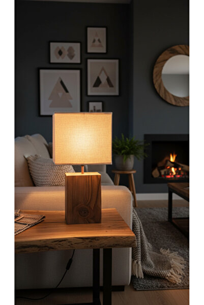 DecorKa Table lamp with handmade solid wood leg – design and elegant