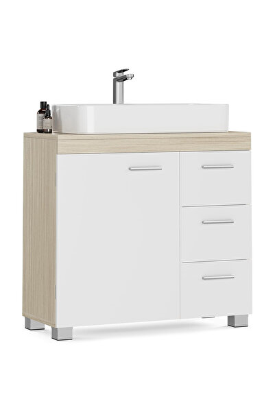 VASAGLE Ντουλάπι μπάνιου κάτω από τον νεροχύτη με 3 συρτάρια και ντουλάπι με ...