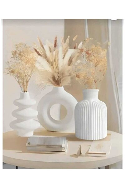 YILDIZ DECOR Dekoratif 3 adet İskandinav Tarzı Bohem Vazo 10 cm Hediyelik Pin...