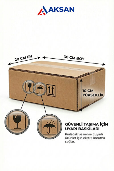 AKSAN TİCARET 20x30x10 cm Çift Oluklu Kargo Kutusu 20’li – Dayanıklı E-Ticare...