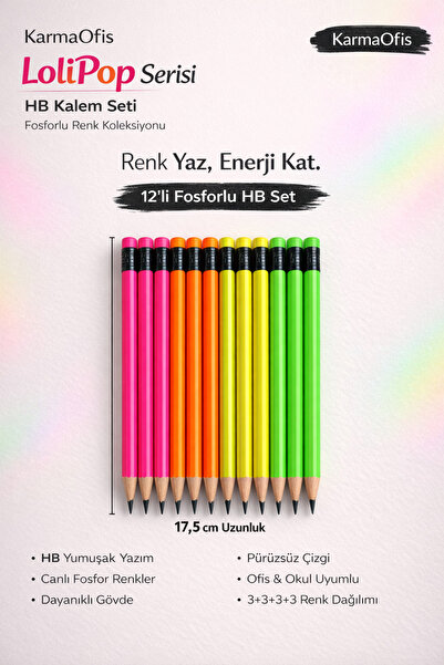 KarmaOfis سلسلة لولي لوب، مجموعة من 12 قلم رصاص فسفوري HB
