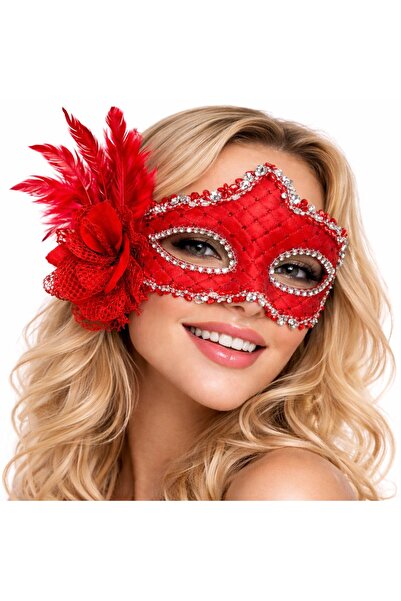 Leyaton Lwlhmrs-Ieg Ieg ™   Red Feathered Venetian Luxury Ball Mask