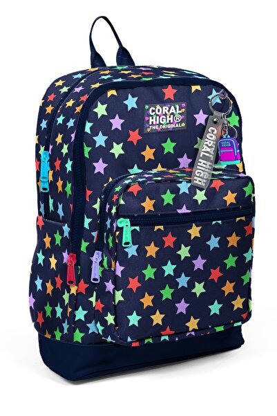 Coral High Kids Navy Blue Star Patterned School Backpack 33209