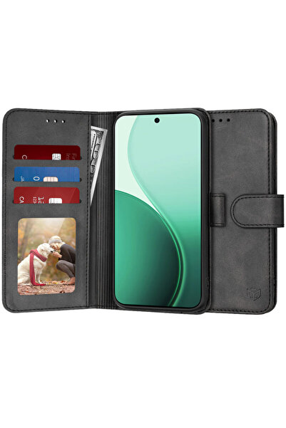 Techsuit 360 калъф за Oppo Reno 14, дневник, черен