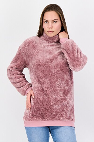 DOROTHY PERKINS Women Mock Neck Long Sleeve Embellished Sweater, Pink