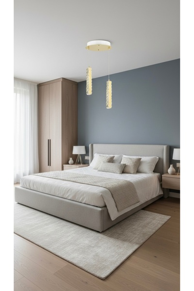 MİRAN HOME Modern Çubuk Şeklinde Gold 2li Sarkıt/ Taşlı Metal 2li Gold Sarkıt...