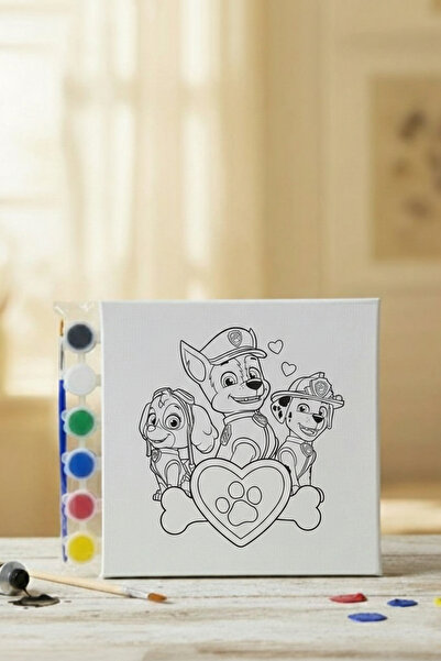 PRİNTOPİA DESİGN Çocuklar İçin Eğitici Etkinlik Tuval Boyama Seti (20x20cm Tu...