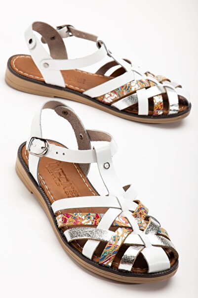 Zerenyus ZRİN-205-02 Premium White Garni Ορθοπεδικά Γυναικεία Σανδάλια από Γν...