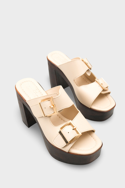 Riccon Women's Heeled Slippers 0012771 Beige Skin