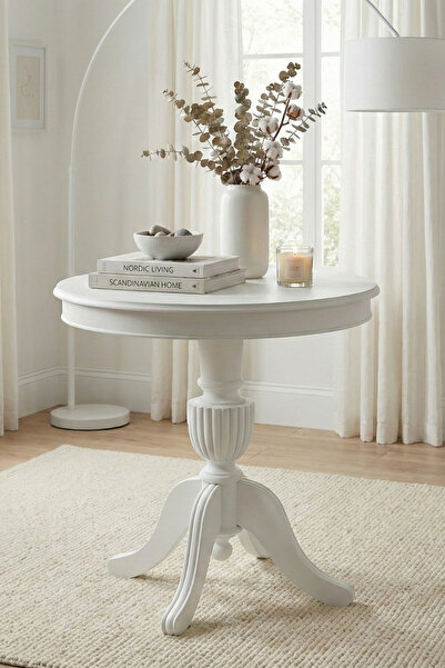 Woodenbend Brayden Beyaz Fiskos Sehpa – 70x70x71 cm Sehpa, Salon, Oturma Odas...