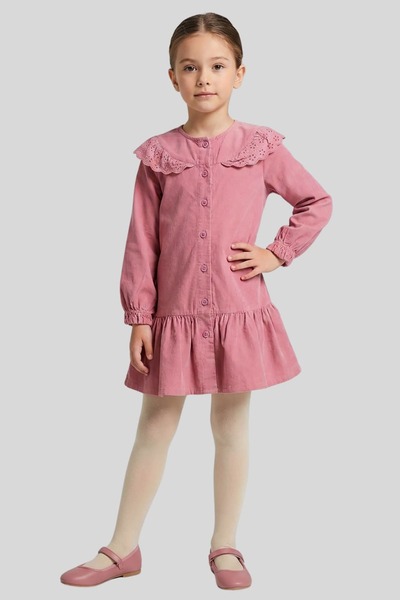 ww waka waka kids store Rochie de catifea pentru fete cu broșă - Guler tip sc...