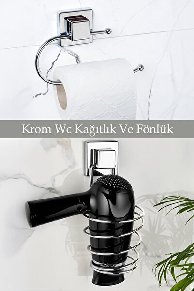 ORSA HOME 603 + 615 Set od dva kvadratna lepljiva kromirana držača za toalet ...