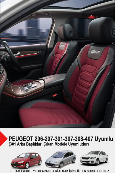 GM-DESIGN غطاء مقعد السيارة الفاخر من سلسلة التيتانيوم - (متوافق مع بيجو 206-...