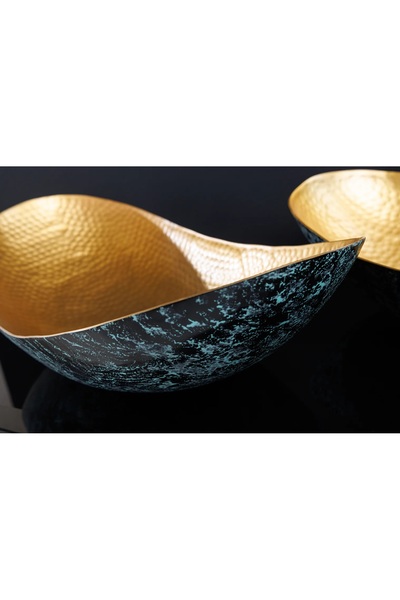 Invıcta Set de 2 boluri decorative ABSTRACT ORIENT 43-54cm cu efect auriu ciocănit și patină