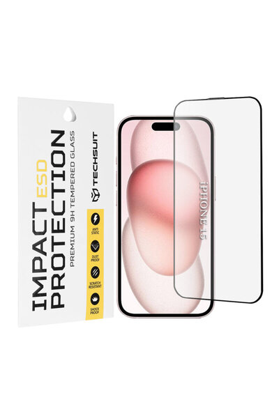 Techsuit Γυαλί ESD για iPhone 15, μαύρο
