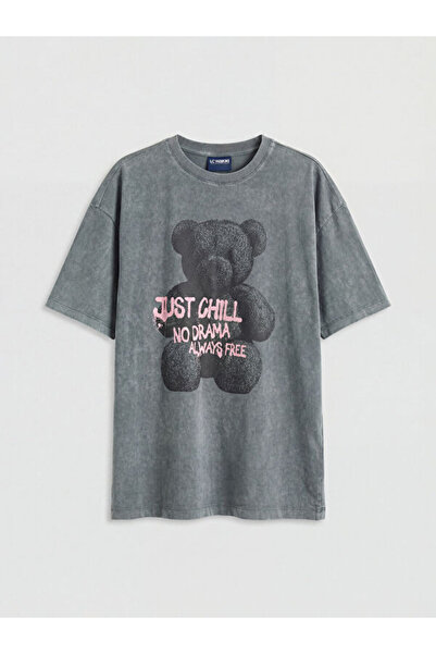 LC Waikiki RMZ GİYİM FARKIYA تي شيرت بناتي مطبوع برقبة روبا وأكمام قصيرة