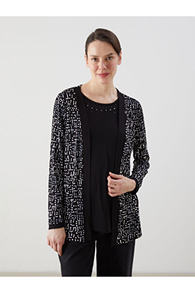 LC Waikiki RMZ GİYİM FARKIYA بلوزة نسائية بياقة روبا مرصعة بالأحجار