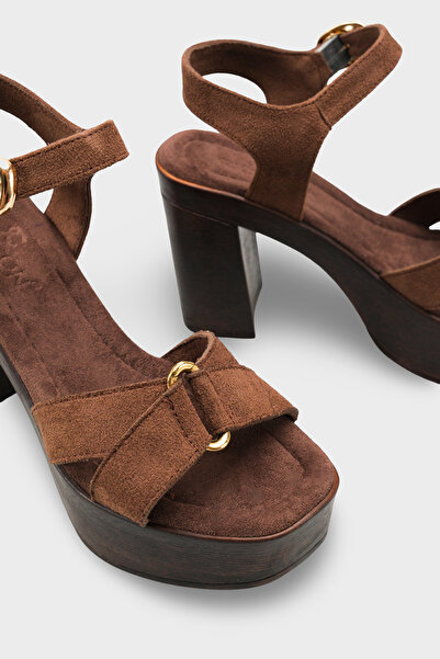 Riccon Women's Heeled Sandals 0012777 Brown Suede