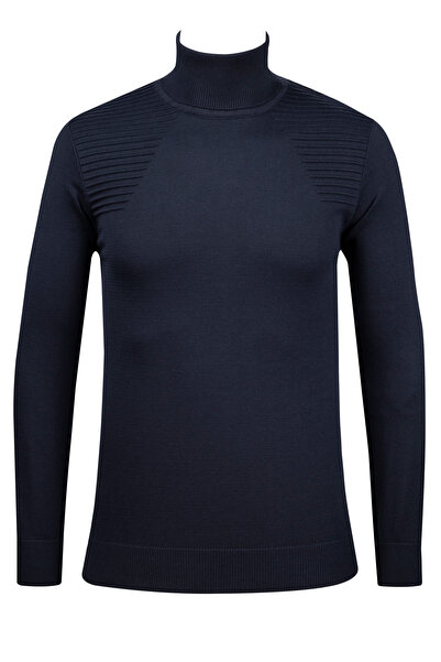 Çizgi Triko Men's Full Fisherman Knitwear Sweater with Patterned Sleeves and ...