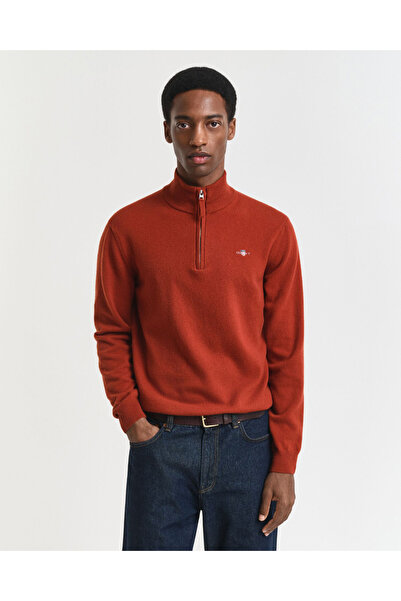 Gant Erkek Kırmızı Regular Fit Yarım Fermuarlı Kazak