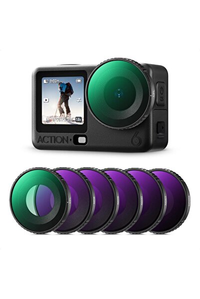 K&F CONCEPT DJI Action 6 uyumlu Filtre SETİ / CPL ND8 ND16 ND32 ND64 ND256 Vi...