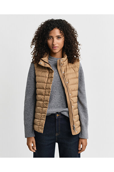 Gant Kadın Kaverengi Regular Fit Dik Yaka Kaz Tüyü Yelek