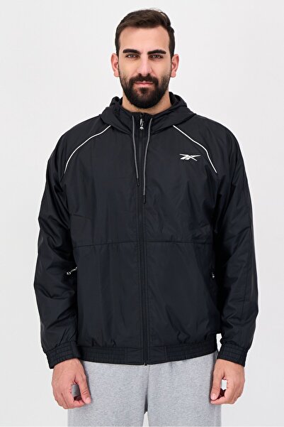 Reebok Men Sportswear Fit Long Sleeve Windbreaker Jackets, Black
