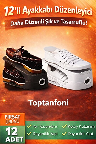 TOPTANFONİ Ayakkabı Rampası 12 Adet Tekli Rampa Ayakkabılık Düzenleyici 1. Sı...