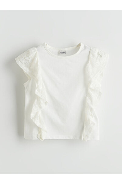 LC Waikiki Zero Roba Collar Lace Detailed Girl's T-Shirt from Uzg Store for S...