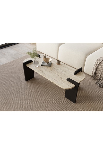 MONEayna Leapiri Orta Sehpa Modern Mermer Desen Siyah