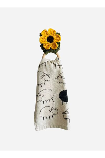 Devin Dekor Tekstil Devin Design El Yapımı Papatya Desenli Ahşap Halka Havlul...