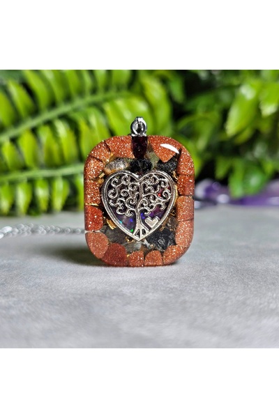 Singincraft Heart - Tree of Life - Star Stone Steel Chain Orgonite Necklace (...