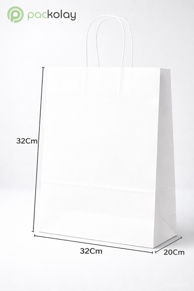 PACKOLAY Unprinted Kraft Bag with Internal Handle 32X20X32 cm Natural White –...