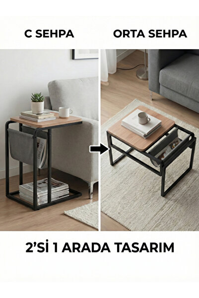 Platinreyon Çok Amaçlı Orta Sehpa ve C Yan Sehpa