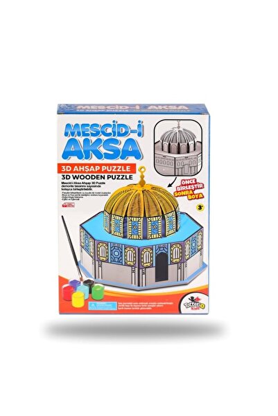 Südor Mescid-I Aksa 3D Ahşap Puzzle Maketi (Boyanabilir Boya Fırça Seti)