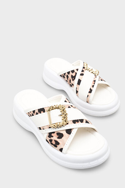 Riccon Women's Slippers 00121023 White Leopard