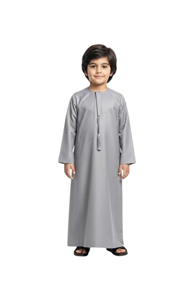 Premium Boys Light Grey Thobe – Elegant Islamic Jubba Kandura for Eid Ramadan