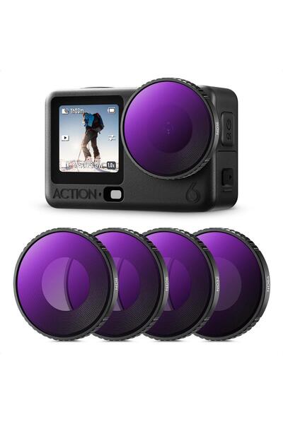 K&F CONCEPT DJI Osmo Action 6 uyumlu 4 lü ND Filtre SETİ / ND8 ND16 ND32 ND64