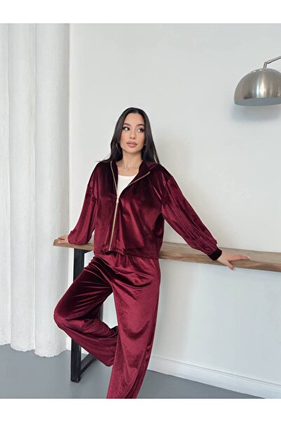 VESS MODA Shiny Velvet Top and Bottom Two-Piece Set