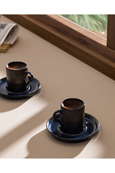 Madame Coco Ligne Nouveau 2 Kişilik 4 Parça Kahve Fincan Seti - İndigo - 90 ml
