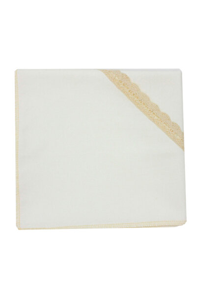 PRICHINDEL Pânză de botez, bumbac, cu dantelă, crem, 80x75 cm