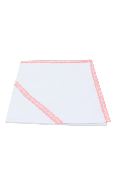 PRICHINDEL Pânză de botez, bumbac, Ella, albă cu dantelă roz, 80x80 cm