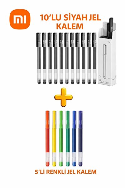 Xiaomi Süper Set 10 Siyah 5 Renkli Jel Kalem