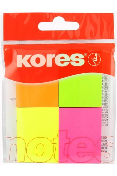 kores Notițe autoadezive 40 x 50 mm 4 culori neon x 50 coli