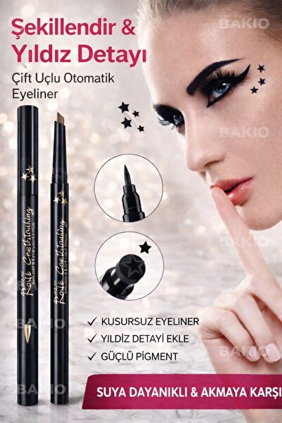 Bakio Professional Double-Ended Eyeliner & Star Stamp – Intense Pigment, All-...